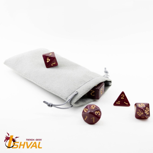 Imagen 3 de 3 de Bolsa De Terciopelo Para Dados De Rol - Gris (12x7cm)