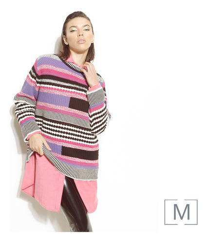 Maxi Sweater Mujer Tricolor Varios Colores Tendencia