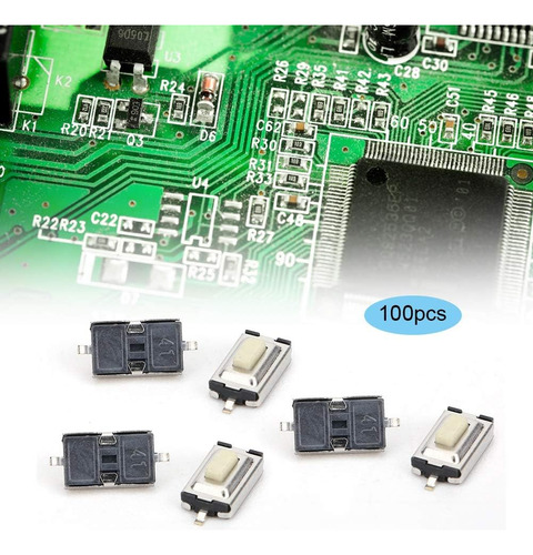Interruptor De Botón Táctil De 100pcs, Smd Dip 2 Pin Micro 3