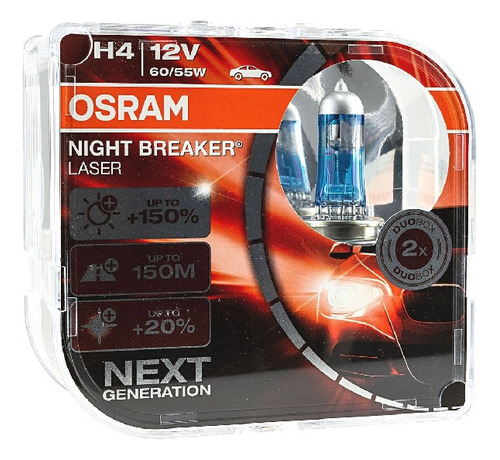 Kit Ampolletas H4 +150% Osram Night Breaker (2 Ampolletas)