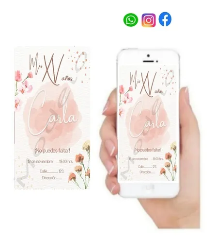 Tarjeta Invitación Digital Cumpleaños D 15