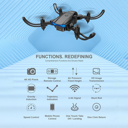 Ky906 Mini 4k Rc Quadcopter Tecla Rotación Automática