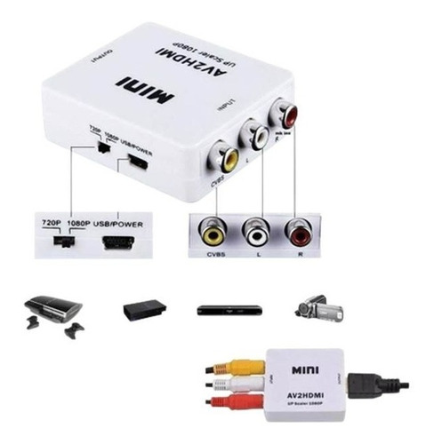 Convertidor O Adaptador De Rca A Hdmi Av2 A Hdmi Av2hdmi