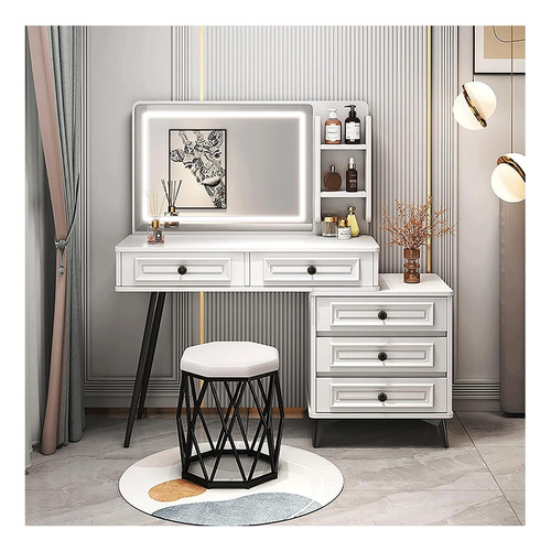 Fcynzdy Vanity Desk Vanity Desk With Lighted Mirror And 5