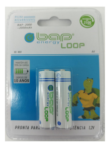 Pilha Recarregável Aa 1,2v 2000mah Bap Loop Bap Energy