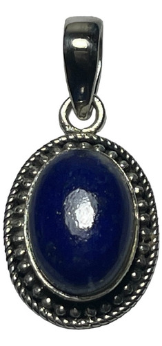 Dije De Plata 925 Con Lapislazuli Borde Flor