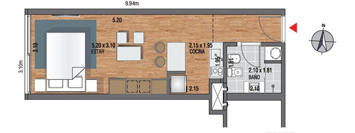 Imagen 4 de 5 de Venta Apartamento Monoambiente Centro