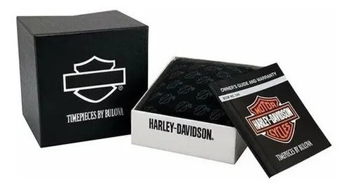 Reloj Harley Davidson By Bulova 76l194 Quartz Dama Plateado Color del fondo Negro