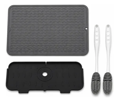 Kit Silicone Escorredor + Torneira+ 2 Escovas Silicone