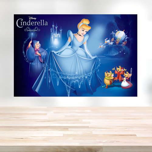 Panel grande de lona Cenicienta para fiestas infantiles de 2 x 1,5 m