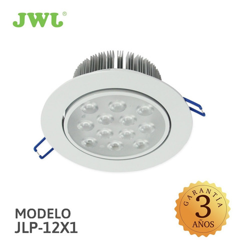 Lampara De Led Empotrable Dirigible 12w Aro Blanco 24 Pz Jwj Aro Blanco Luz Blanca