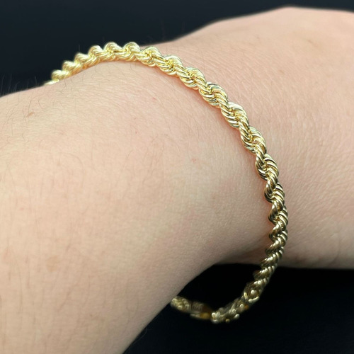 Pulsera Torzal Oro 14 Kilates Pulso Unisex Torsal 18cmx4mm Dorado 4 Cm 45.72 Cm