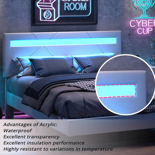 Base De Cama Likimio Matrimoial C/ Luces Led Blanco