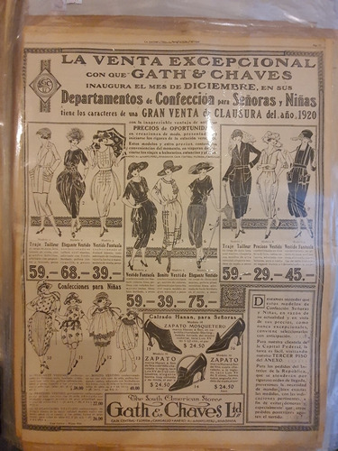 Publicidad Original Año 1920-e125964-gath&chaves-moda Fem...