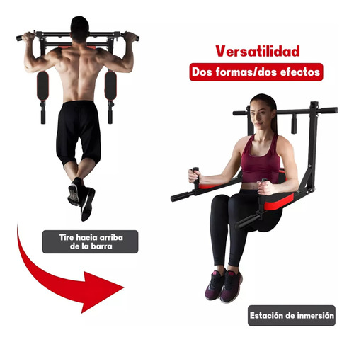 Barra Dominada Ejercicios Push Multifuncional Pared Gym 8en1