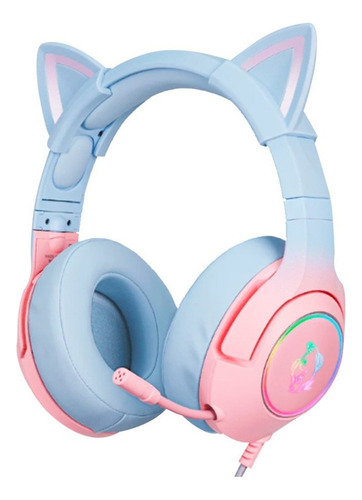 Audifonos Gaming Onikuma K9 Micrófono  Luces Color Azul-rosa Color Celeste Y Rosa Color De La Luz Rgb