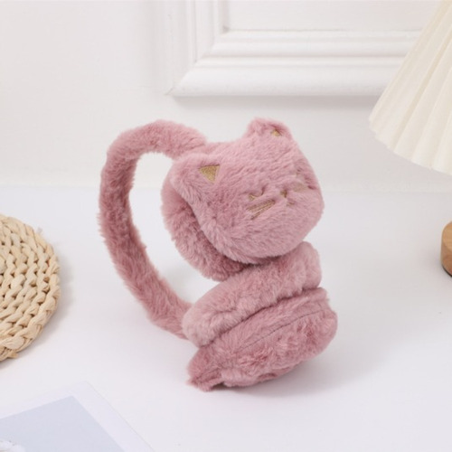 Orejeras Abrigadas P/ Invierno Calentitas Animales Cute Soft Gatito Rosa