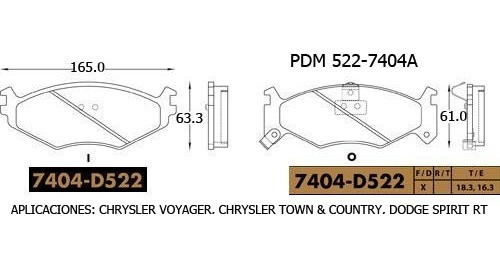 Pastillas Freno Dodge Spirit 1991-95 Chrysler Le Baron 90-96