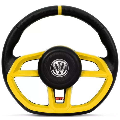 Volante Esportivo Gti Vision Amarelo P/ Saveiro 1999 + Cubo