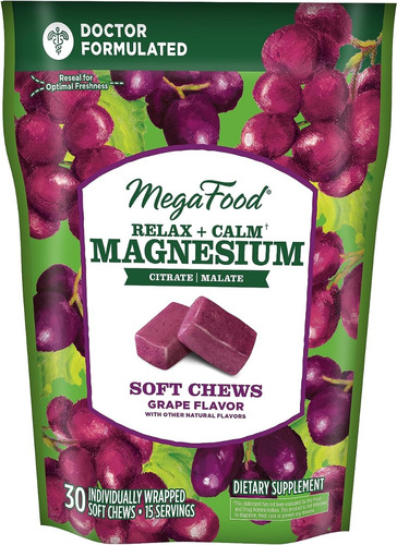 Megafood | Relax + Calm Magnesium | 30 Soft Chewables