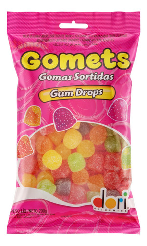 Bala Dori Gomets Gum Drops frutas sortidas sem glúten 200 g 