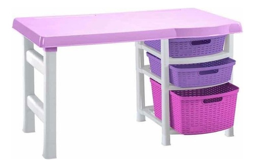 Escritorio Infantil Multicolor Rosa Lila Ficusia Con En