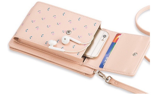 Billetera Tarjetero Monedero De Mujer Eco Cuero Color Rojo-celular