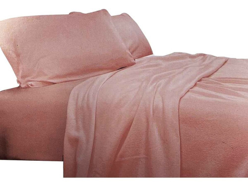 Sabana De Polar 2 Plaza + 2 Funda Almohada + Cubre Colchon Color Rosa