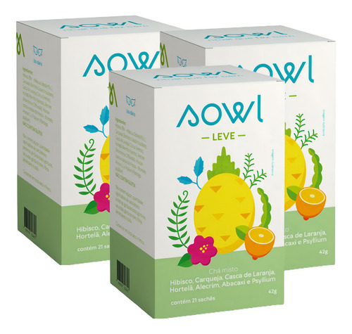 Kit 3 Chá Misto Leve Digestão 7 Ervas Natural 21 Sachês Cada