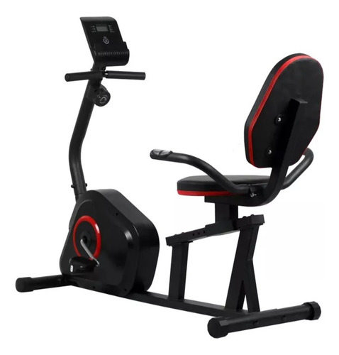 Bicicleta Ergométrica Horizontal Magnética Cor Preto E Vermelha
