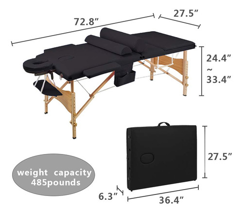 Cama De Masaje Portátil Ajustable Con Bolsa De Transporte Ne Color