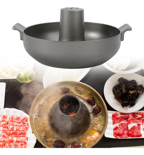 Beijing Cordero Hotpot Aluminio Sopa Tradicional Olla Gris