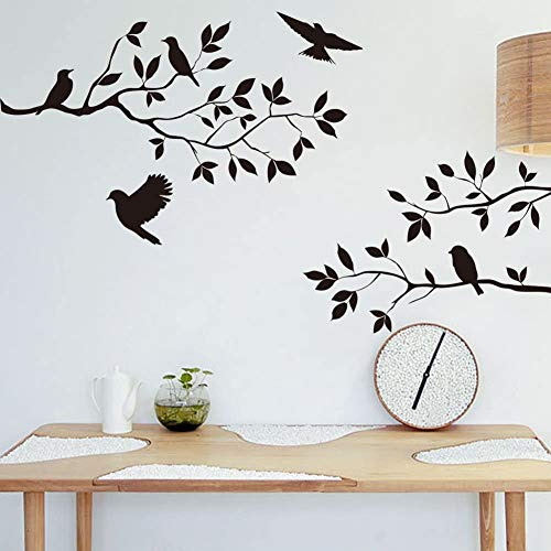 Bird Tree Branch Etiqueta De La Pared Calcomanía Vinilo Negr