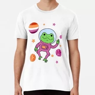 Remera Lesbian Frog In Space Orange Pink Lesbian Pride Algod
