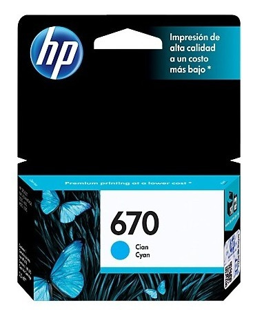 Tinta Hp 670 Cyan Original