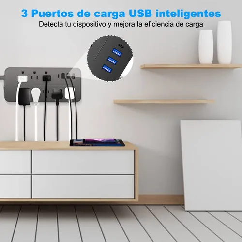 Ruiyue Regleta Multicontacto Usb, De Alimentación Y