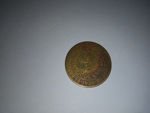 Antigua Moneda 1/2 Sol De Oro Perú 1935