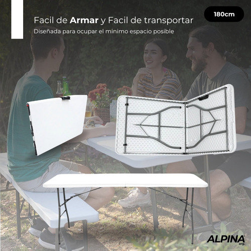 Combo 2 Mesas De Exterior Alpina Picnic 180 Cm Camping