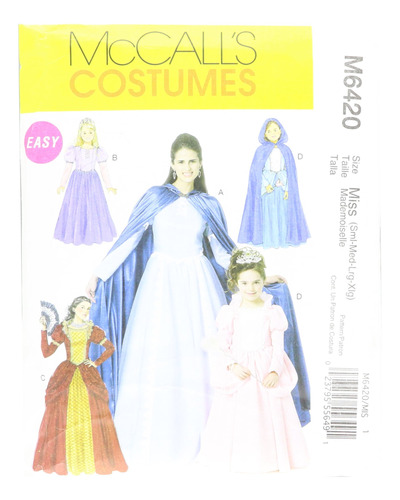 Mccall 's Patterns M6420 Talla Niño Niña Traje Tamaño Miss