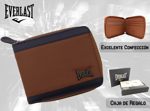 Imagen 7 de 7 de Billetera Hombre Everlast Cierre Espacio Comoda Cuero Eco
