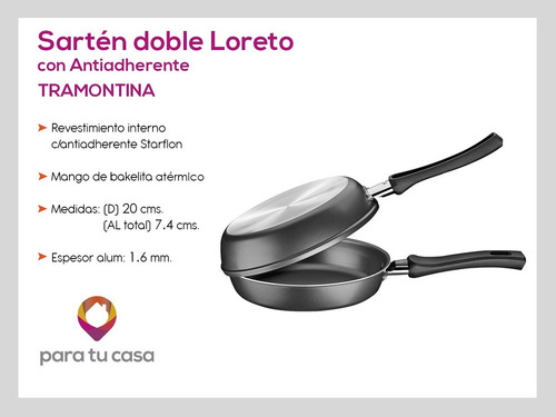 Sartén Doble Antiadherente Tramontina 20 Cm Loreto