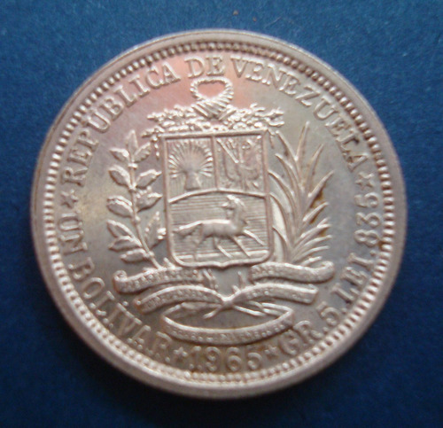 Moneda De Plata Bs 1 Año 1965