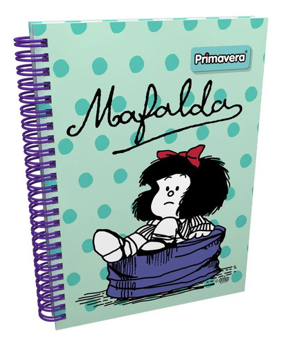 Cuaderno Argollado Pd Cuadros Mafalda Verde Puntos 
