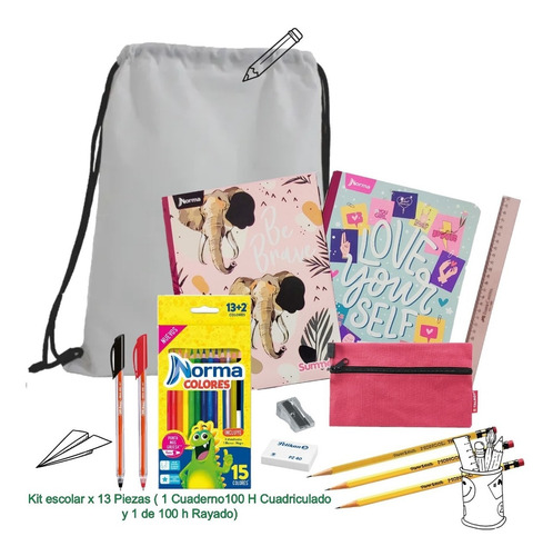 Kit Utiles Escolares Económico Con 2 Cuadernos