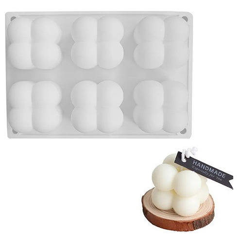 Imagen 1 de 7 de Molde Silicona 6 Mini Cubo Bubble Burbuja Vela Jabon Choco