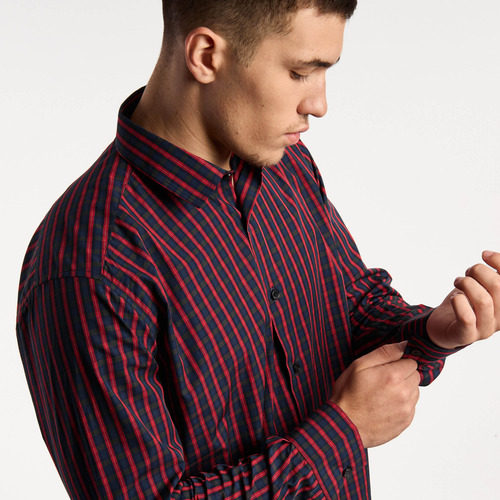 Camisa Hombre Kevingston York Escocesa Poplin Rojo-azul