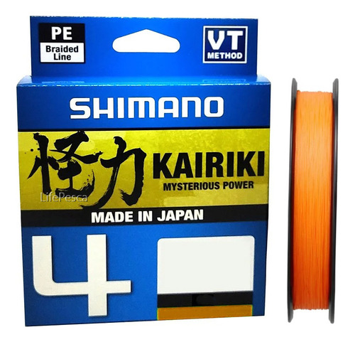 Linha Mult. Shimano Kairiki 4x 0,28mm 40lbs - 150 Metros Cor Laranja