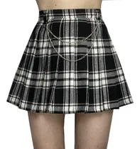 Comprar Falda Escocesa Tableada Con Cadenas Punk Grunge Kawaii Goth