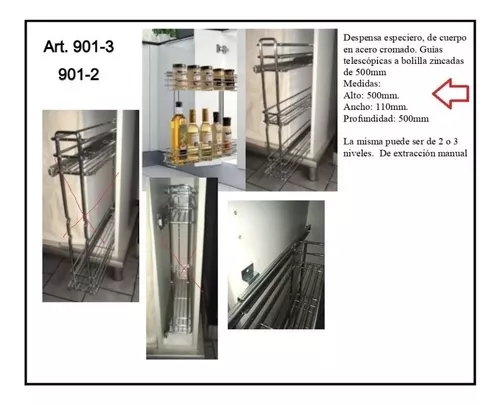 Canasto Especiero Extraible Cromado 3 Niveles 110mm Difha