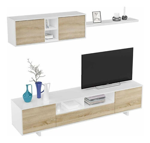 Mueble Salón Tv Comedor Modular Diseño Nórdico Blanco